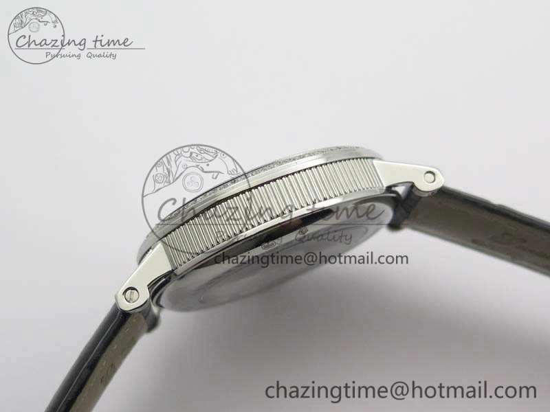 BG 9087BB Moonphase SS 1:1 Best Edition White Dial Diamond Bezel On Black Leather Strap Cal.770