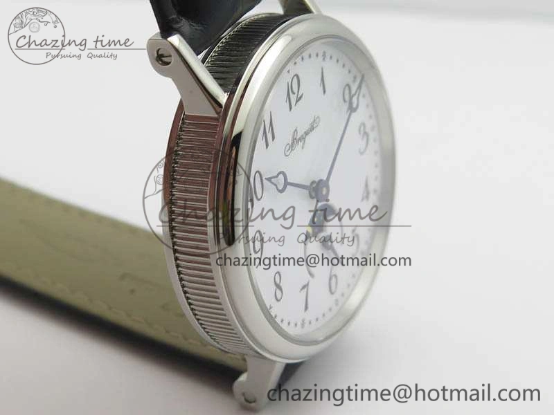 BG 9087BB Moonphase SS 1:1 Best Edition White Dial On Black Leather Strap Cal.770
