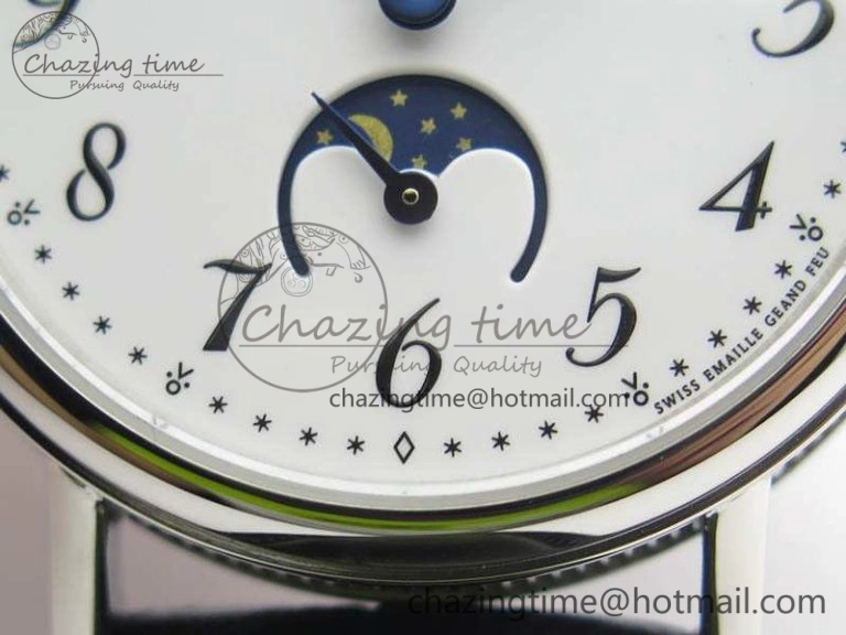 BG 9087BB Moonphase SS 1:1 Best Edition White Dial On Black Leather Strap Cal.770