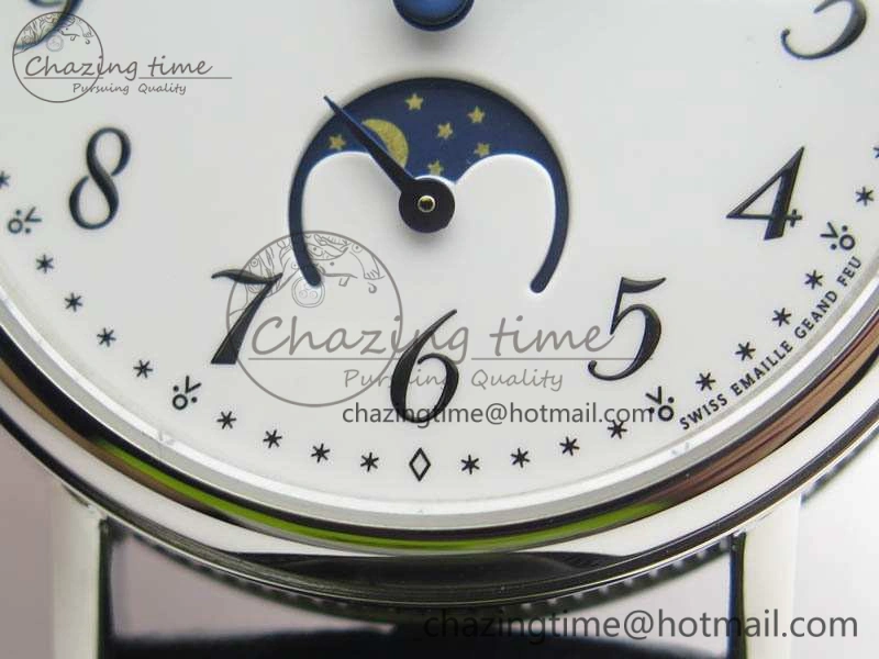BG 9087BB Moonphase SS 1:1 Best Edition White Dial On Black Leather Strap Cal.770