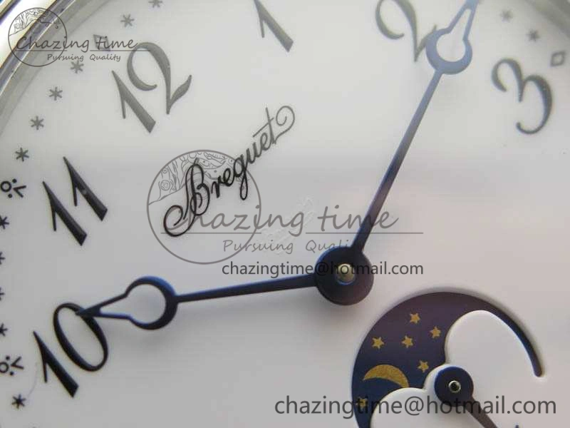 BG 9087BB Moonphase SS 1:1 Best Edition White Dial On Black Leather Strap Cal.770