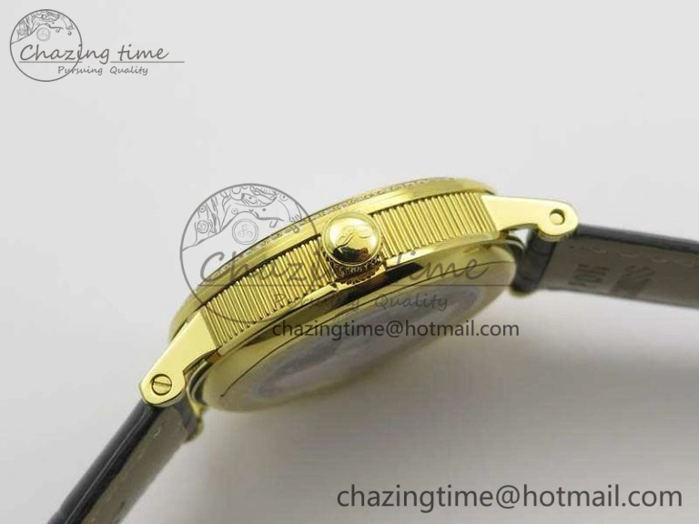 BG 9087BB Moonphase YG 1:1 Best Edition White Dial Diamond Bezel On Black Leather Strap Cal.770