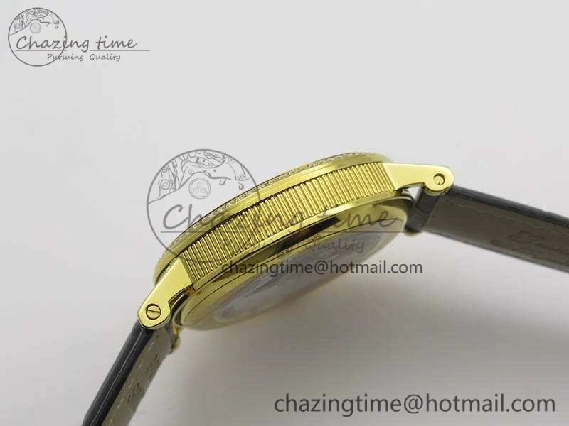 BG 9087BB Moonphase YG 1:1 Best Edition White Dial Diamond Bezel On Black Leather Strap Cal.770