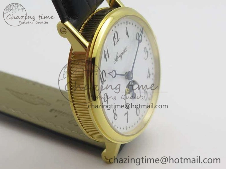 BG 9087BB Moonphase YG 1:1 Best Edition White Dial On Black Leather Strap Cal.770
