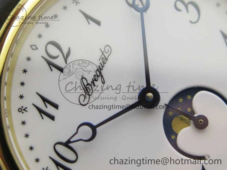 BG 9087BB Moonphase YG 1:1 Best Edition White Dial On Black Leather Strap Cal.770