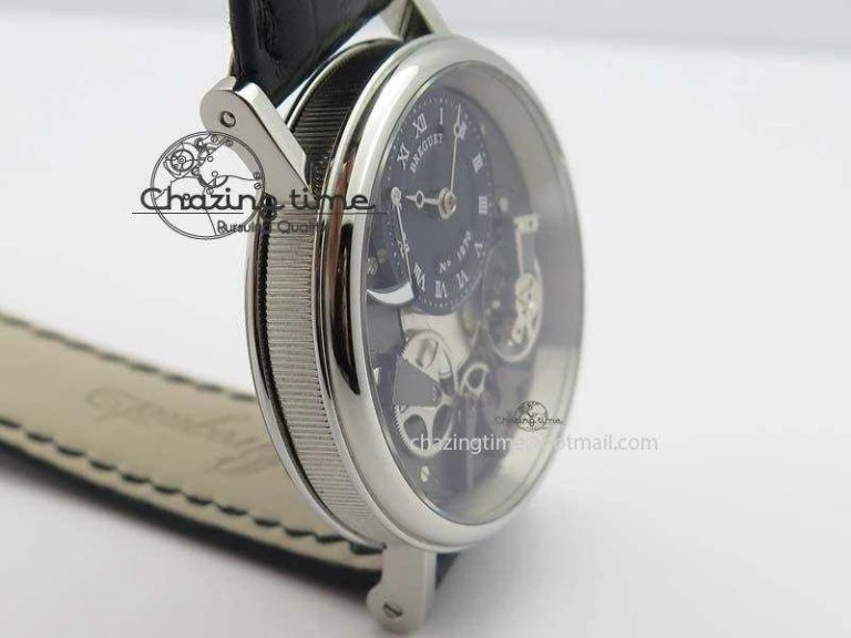 BG Tourbillon SS Best Edition Black Dial On Black Leather Strap A23J