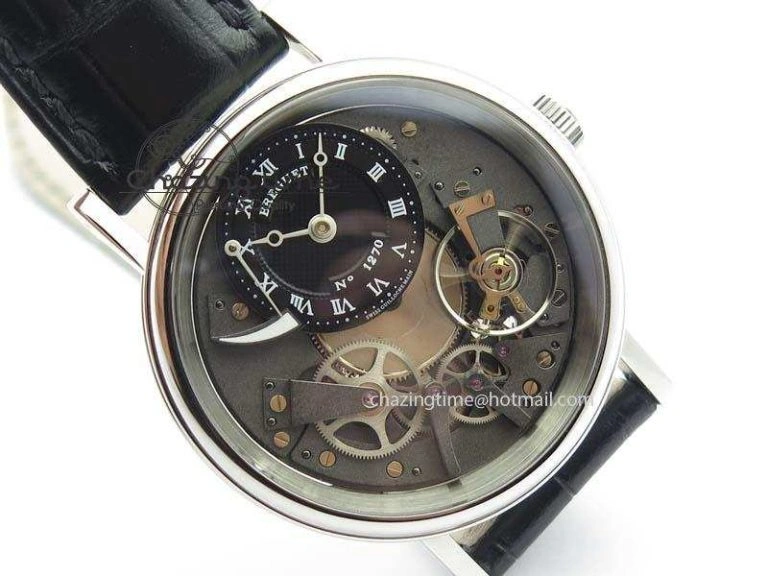 BG Tourbillon SS Best Edition Black Dial On Black Leather Strap A23J