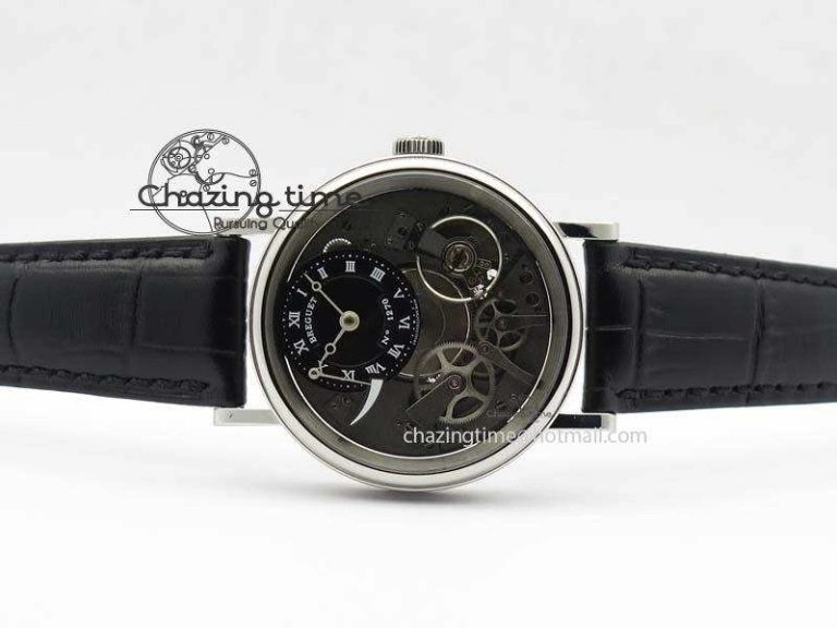 BG Tourbillon SS Best Edition Black Dial On Black Leather Strap A23J