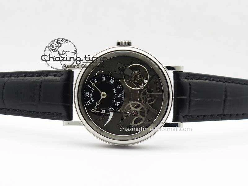 BG Tourbillon SS Best Edition Black Dial On Black Leather Strap A23J