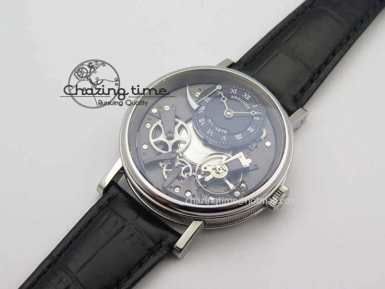 BG Tourbillon SS Best Edition Black Dial On Black Leather Strap A23J