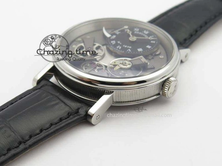 BG Tourbillon SS Best Edition Black Dial On Black Leather Strap A23J