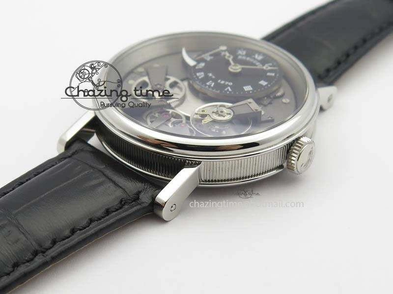BG Tourbillon SS Best Edition Black Dial On Black Leather Strap A23J
