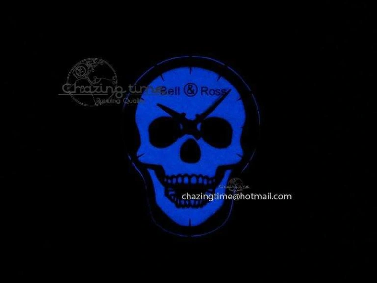 BR 01-92 Airborne Skull PVD Blue Dial On Black Leather Strap MIYOTA 9015 (Free Rubber Strap)