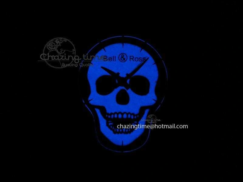 BR 01-92 Airborne Skull PVD Blue Dial On Black Leather Strap MIYOTA 9015 (Free Rubber Strap)