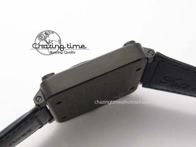 BR 01-92 Airborne Skull PVD Grey Dial On Black Leather Strap MIYOTA 9015 (Free Rubber Strap)