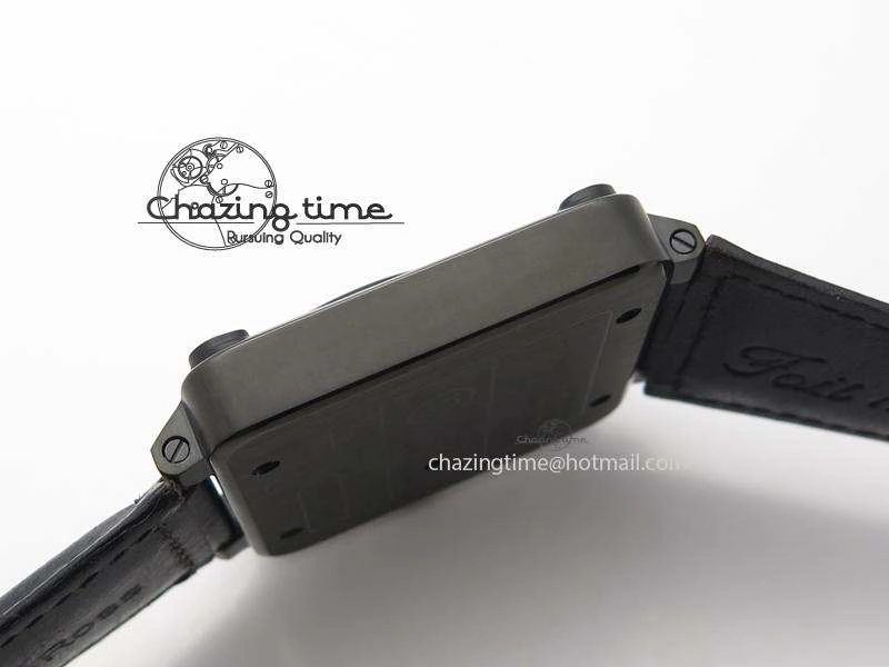 BR 01-92 Airborne Skull PVD Grey Dial On Black Leather Strap MIYOTA 9015 (Free Rubber Strap)