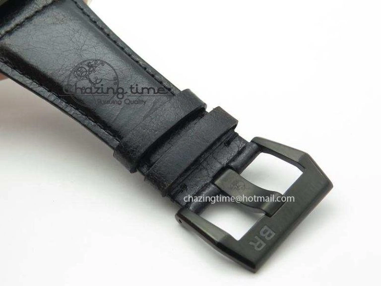BR 01-92 Airborne Skull PVD Grey Dial On Black Leather Strap MIYOTA 9015 (Free Rubber Strap)