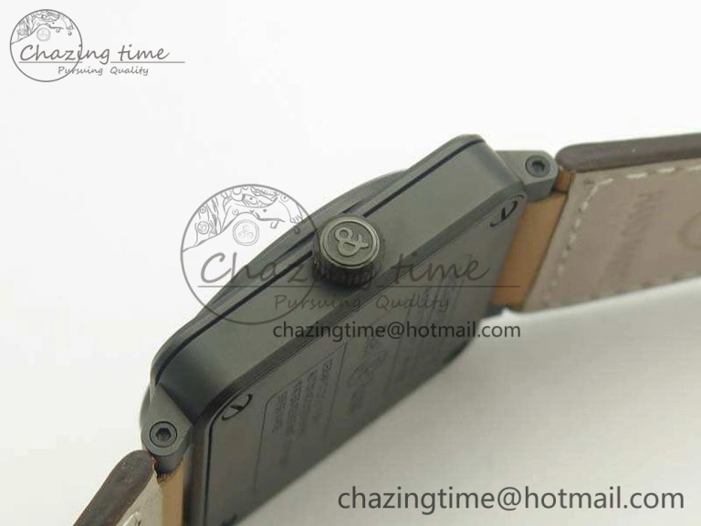 BR 03-92 42.5mm Real Ceramic Case NII 1:1 Best Edition Black Dial On Leather Strap MIYOTA 9015