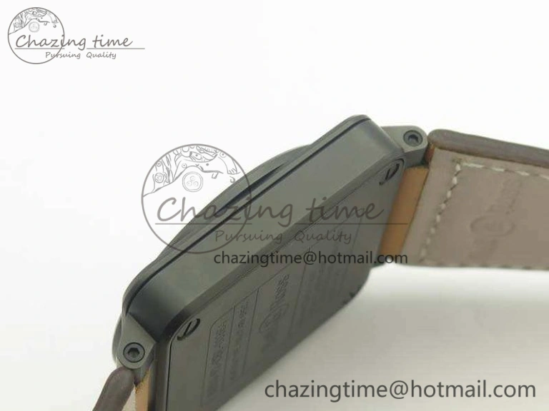 BR 03-92 42.5mm Real Ceramic Case NII 1:1 Best Edition Black Dial On Leather Strap MIYOTA 9015