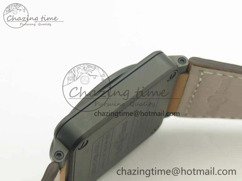 BR 03-92 42.5mm Real Ceramic Case NII 1:1 Best Edition Black Dial On Leather Strap MIYOTA 9015