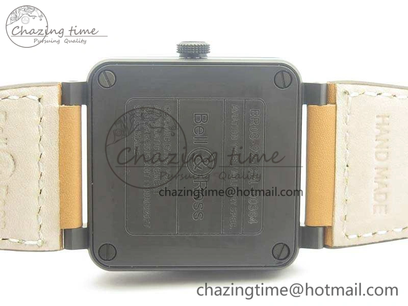 BR 03-92 42.5mm Real Ceramic Case NII 1:1 Best Edition Black Dial On Leather Strap MIYOTA 9015