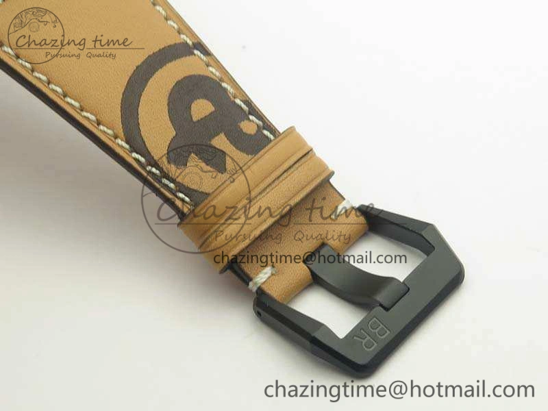 BR 03-92 42.5mm Real Ceramic Case NII 1:1 Best Edition Black Dial On Leather Strap MIYOTA 9015
