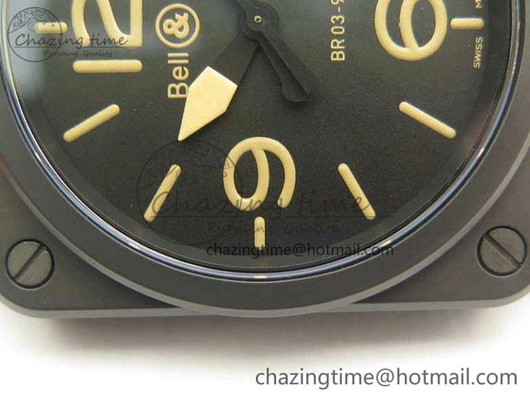 BR 03-92 42.5mm Real Ceramic Case NII 1:1 Best Edition Black Dial On Leather Strap MIYOTA 9015