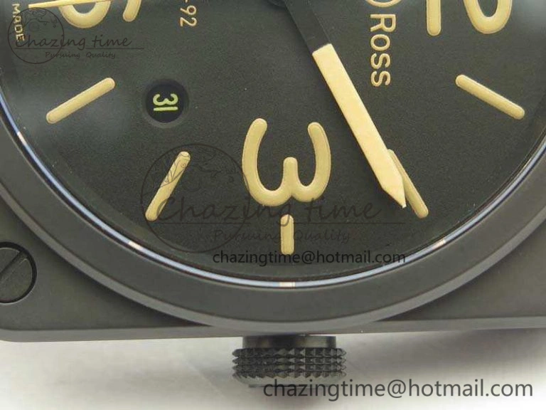 BR 03-92 42.5mm Real Ceramic Case NII 1:1 Best Edition Black Dial On Leather Strap MIYOTA 9015