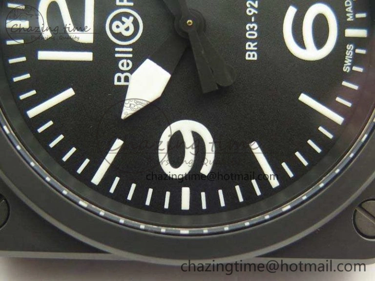BR 03-92 42.5mm Real Ceramic Case NII 1:1 Best Edition Black Dial On Rubber Strap MIYOTA 9015