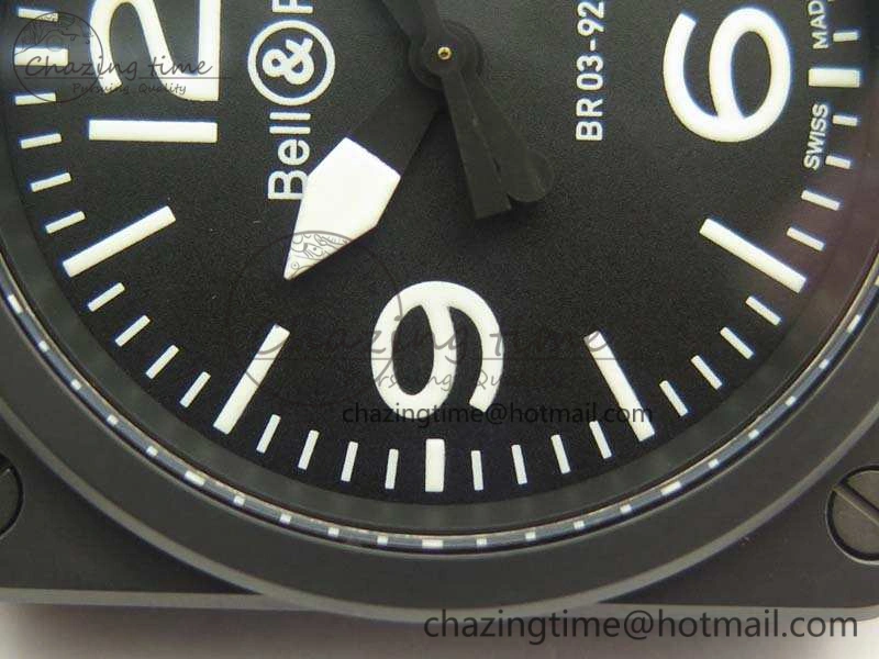 BR 03-92 42.5mm Real Ceramic Case NII 1:1 Best Edition Black Dial On Rubber Strap MIYOTA 9015