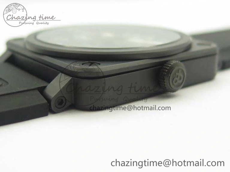 BR 03-92 42.5mm Real Ceramic Case NII 1:1 Best Edition Black Dial On Rubber Strap MIYOTA 9015