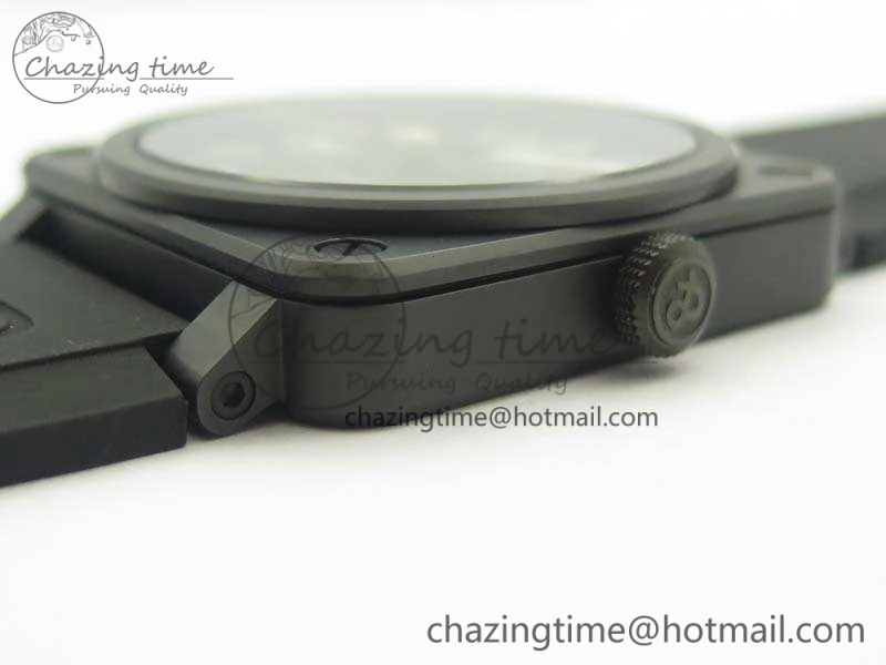 BR 03-92 42.5mm Real Ceramic Case NII 1:1 Best Edition Black Dial On Rubber Strap MIYOTA 9015