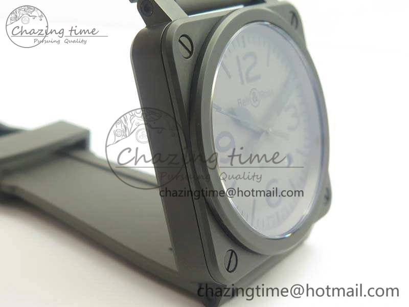 BR 03-92 42.5mm Real Ceramic Case NII 1:1 Best Edition Gray Dial On Rubber Strap MIYOTA 9015
