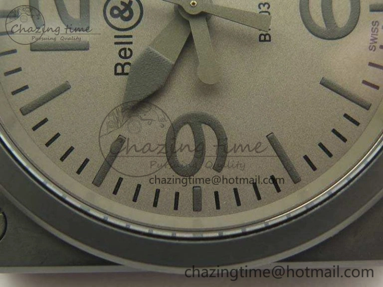 BR 03-92 42.5mm Real Ceramic Case NII 1:1 Best Edition Gray Dial On Rubber Strap MIYOTA 9015