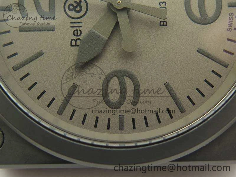 BR 03-92 42.5mm Real Ceramic Case NII 1:1 Best Edition Gray Dial On Rubber Strap MIYOTA 9015