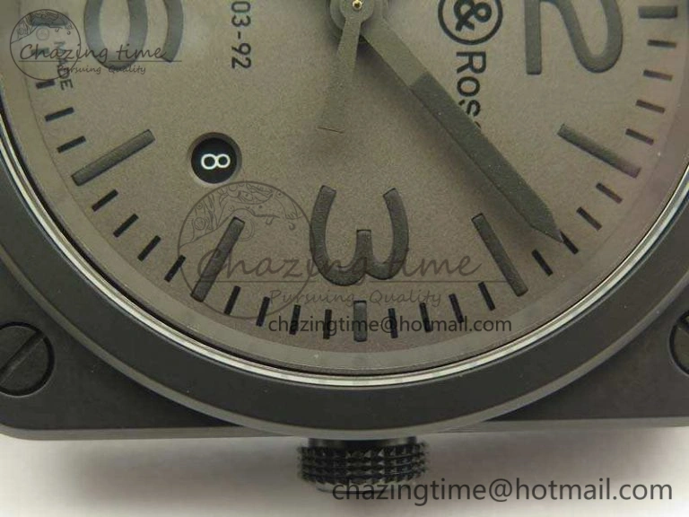 BR 03-92 42.5mm Real Ceramic Case NII 1:1 Best Edition Gray Dial On Rubber Strap MIYOTA 9015