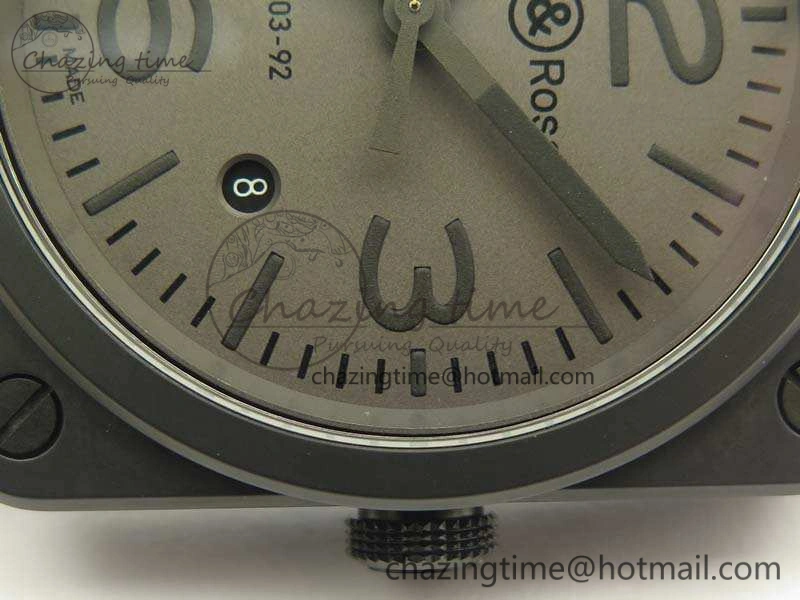 BR 03-92 42.5mm Real Ceramic Case NII 1:1 Best Edition Gray Dial On Rubber Strap MIYOTA 9015