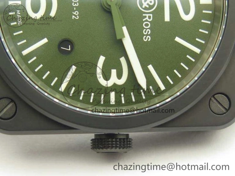 BR 03-92 42.5mm Real Ceramic Case NII 1:1 Best Edition Green Dial On Rubber Strap MIYOTA 9015