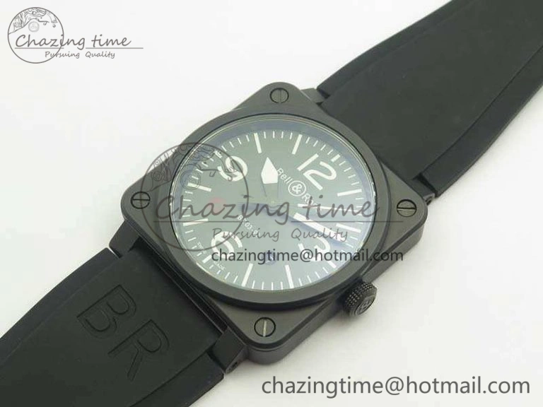BR 03-92 42.5mm Real Ceramic Case NII 1:1 Best Edition Green Dial On Rubber Strap MIYOTA 9015