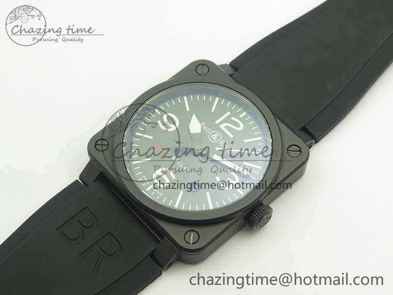 BR 03-92 42.5mm Real Ceramic Case NII 1:1 Best Edition Green Dial On Rubber Strap MIYOTA 9015