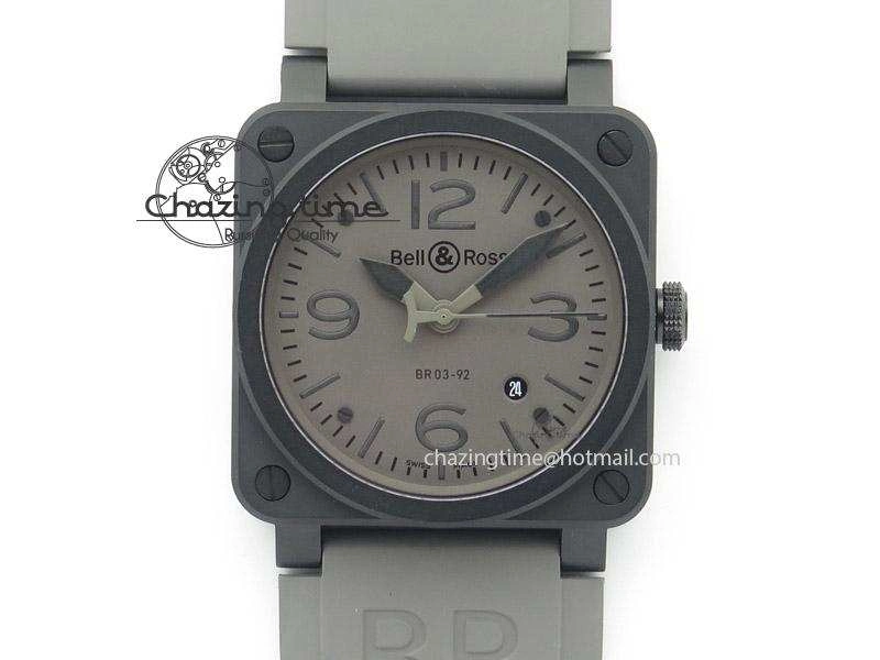BR 03-92 42mm Commando 1:1 Best Edition On Grey Rubber Strap Miyota 9015