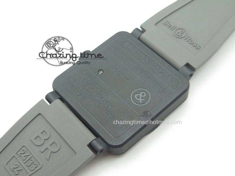 BR 03-92 42mm Commando 1:1 Best Edition On Grey Rubber Strap Miyota 9015