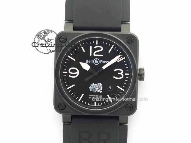 BR 03-92 42mm Military Type 1:1 Best Edition On Black Rubber Strap Miyota 9015