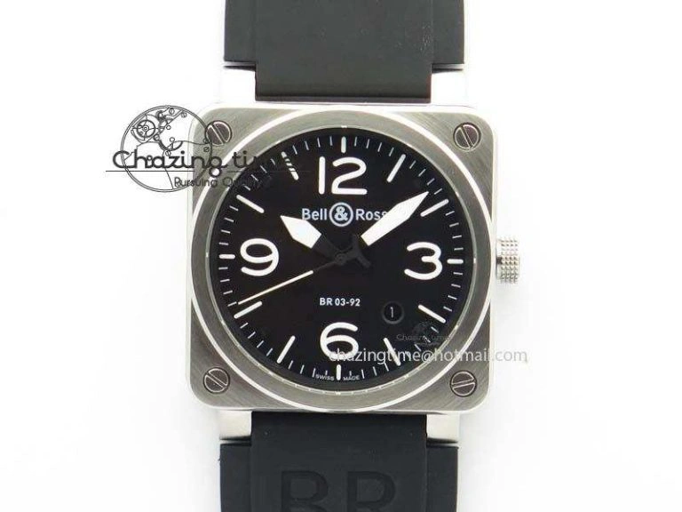 BR 03-92 42mm Military Type 1:1 Best Edition On Black Rubber Strap Miyota 9015