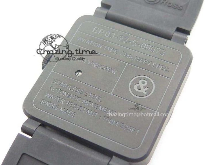 BR 03-92 42mm Military Type 1:1 Best Edition On Black Rubber Strap Miyota 9015