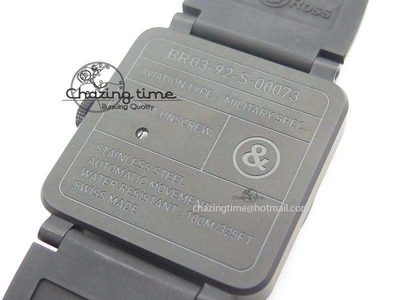 BR 03-92 42mm Military Type 1:1 Best Edition On Black Rubber Strap Miyota 9015