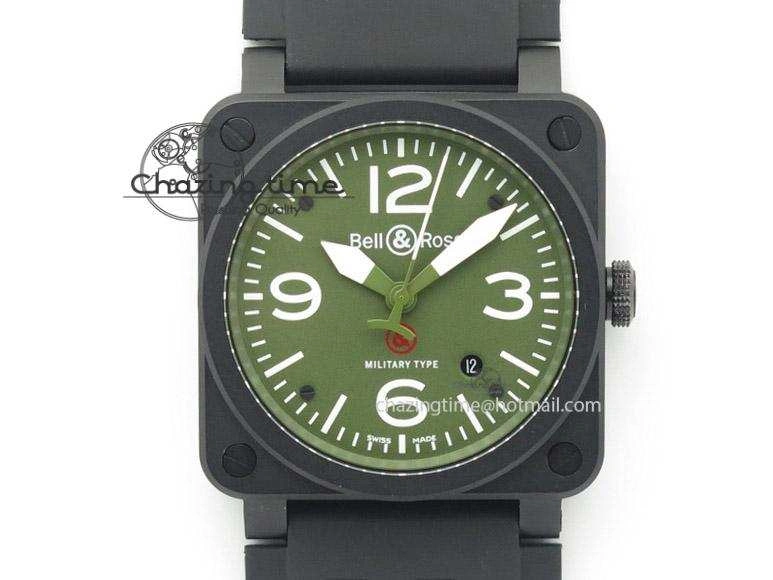 BR 03-92 42mm Military Type 1:1 Best Edition On Black Rubber Strap Miyota 9015