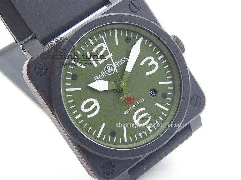 BR 03-92 42mm Military Type 1:1 Best Edition On Black Rubber Strap Miyota 9015