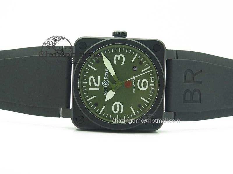 BR 03-92 42mm Military Type 1:1 Best Edition On Black Rubber Strap Miyota 9015