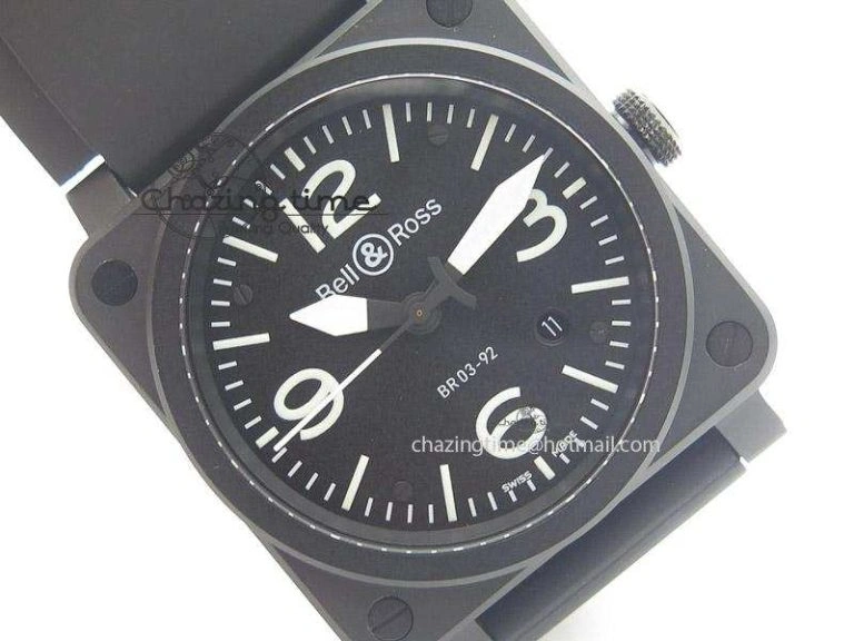 BR 03-92 42mm PVD 1:1 Best Edition On Black Rubber Strap Miyota 9015